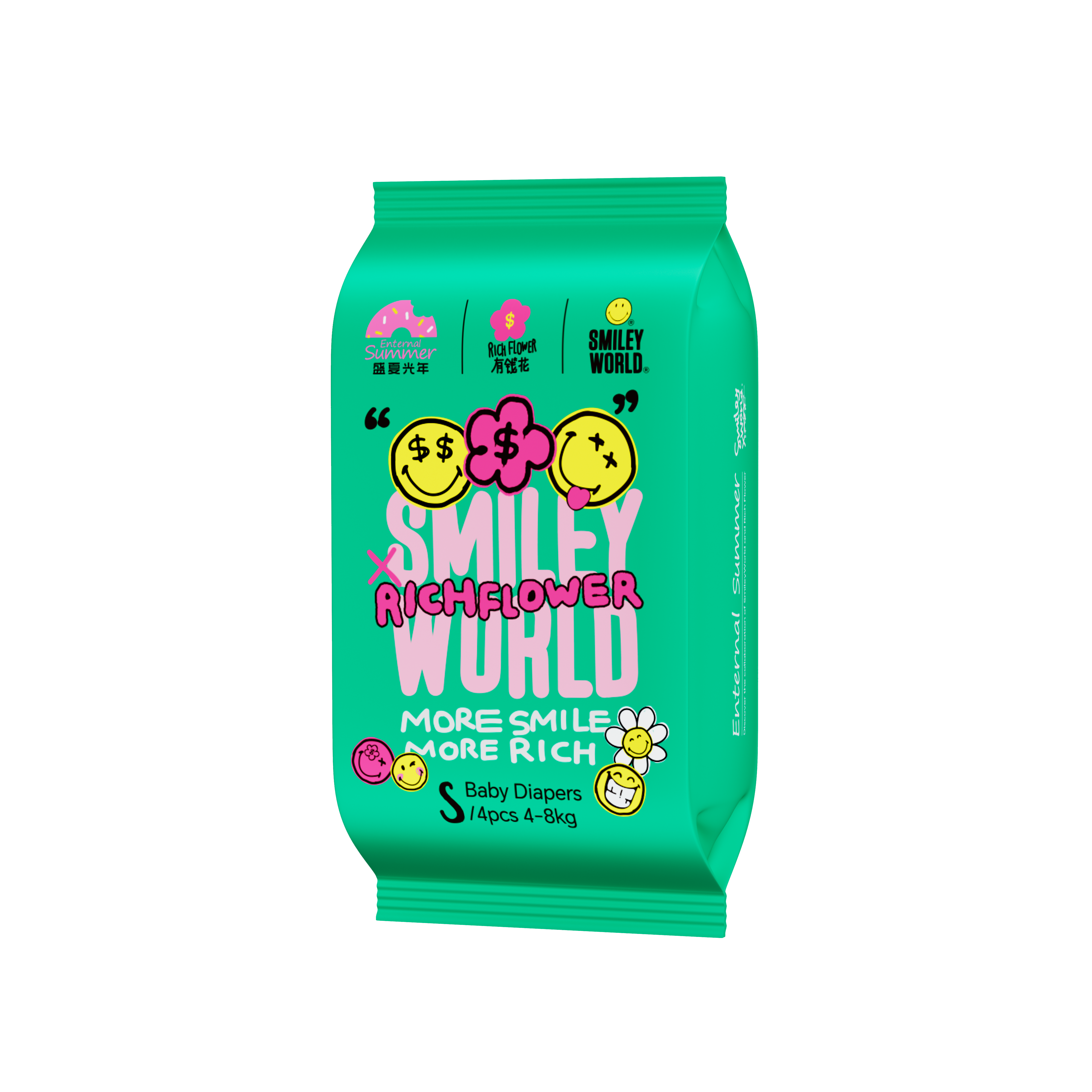 Enternal Summer Smiley x Rich Flower Series Nappy Sample Pack - 4 Pcs Enternal Summer